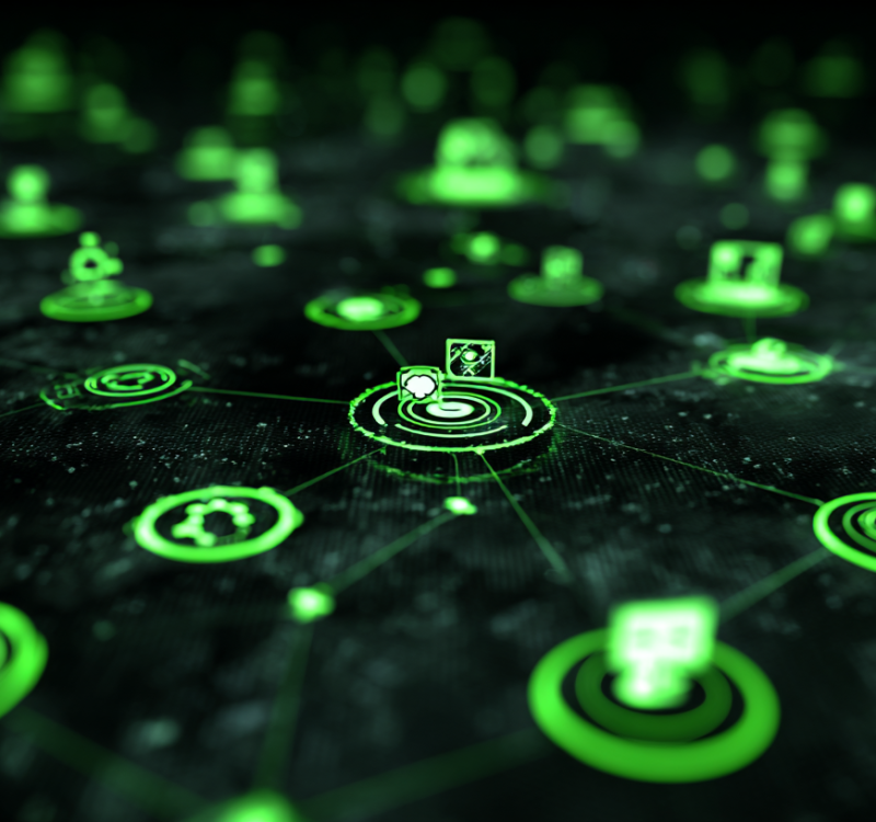 CLOUD DSA CLOUD DIGITAL SIGNAGE SOFTWARE _Futuristic_sensor_network_connected_to_digital_s_55e4b38d-5cdd-4dc1-873a-169c1ba2b5d9_0